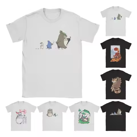 Men Totoro-Miyazaki Anime T Shirt Cartoon Cotton Tops Funny Short Sleeve O Neck Tee Shirt 4XL 5XL 6X