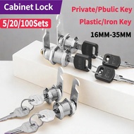 5/20 Sets Metal Cylinder Cabinet Locker Cam Lock With 2 Keys (Same Key/Different Key) - 16mm for