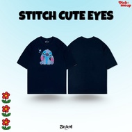 Pick Me Up เสื้อยืดพิมพ์ลาย Stitch Cute Eyes สีกรม ลิขสิทธิ์ Disney02 S-5XL