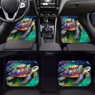 4-Piece Set Colorful Turtle Pattern Car Floor Mat, Crystal Velvet Anti-Slip Design, Universal 4-Piec