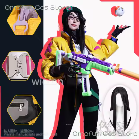 Halloween Costume Killjoy Cosplay Game Valorant Anime Costume Jirai Kei Yellow Punk Y2K Uniform Coat