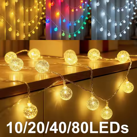 5V 1.5m 3m 6m10m Bubble Ball LED String Fairy Light USB/Battery Powered Warm White/RGB Wedding Chris