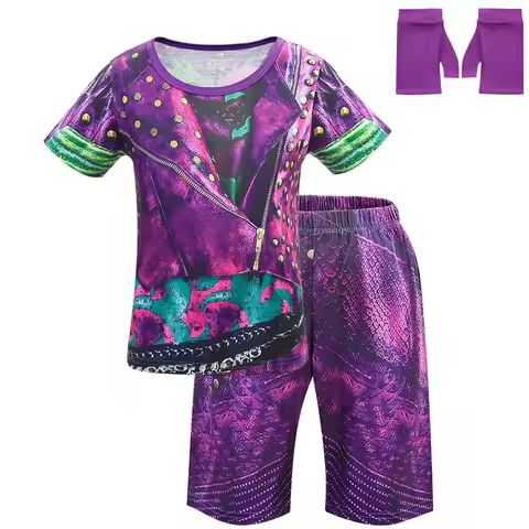 HAni 2025 Kids Descendants 3 for Girls Evie Cosplay Costume Children Long Sleeve Zentai Funny Party 