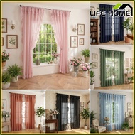 Solid Color Lace Sheer Curtain Light Filtering Thin Sheer Curtain Olid Color Scalloped Simple Style 