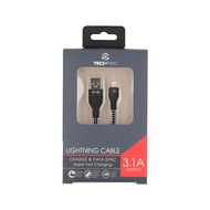 สายชาร์จ TECHPRO USB-A to Lightning Cable 1.0M. Black/White