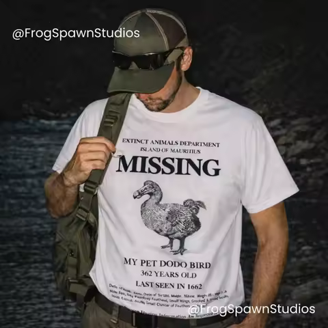 Vintage Missing Dodo Bird T Shirt Extinct Animals Mauritius Archaeologist Quirky Meme For Nature His