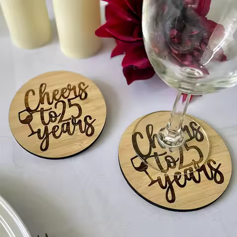 5Pcs Custom 25th 30th 40th Birthday Party Coasters Anniversary Favors Cheers To 25 Years Reunion Ret