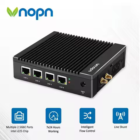 VNOPN Fanless MINI router IntelN3710 4*LAN i226-V 2.5G 3/4G module COM Linx win10/11 pfsense firewal