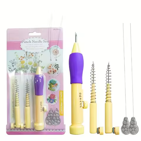 Punch Needle Kit, Embroidery Needle Punch with 3 Sizes, Adjustable Punch Needle Embroidery Kits Tool