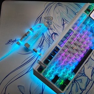 EVA No. Zero Machine Ayapoli White Blue Color Matching Theme Customized Keyboard Cable Single Crysta