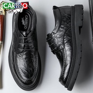 KY/🏅Cartelo Crocodile（CARTELO）Clutch Pattern Leather Shoes Men's Low-Top Thick-Soled Business Soft Cowhide Men's Shoes C