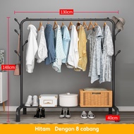Stand Hanger Gawang Single 150CM Rak Baju Gantungan Baju Multigungsi Dengan 8 Kait Stand Hanger Besi