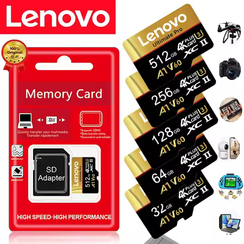 Lenovo Stable SD Cards 512GB Micro TF SD TF Cards Memory Card 256GB 128GB 64GB V60 for Phone / Dash 