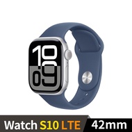 Apple Watch S10 GPS+LTE 42mm 鋁金屬錶殼運動錶帶(銀色+丹寧色運動錶帶SM)