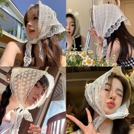 Beach Shawl Turban Lace Headband with White Lace Trim Summer Travel Super Cute New Model Tassel Lace