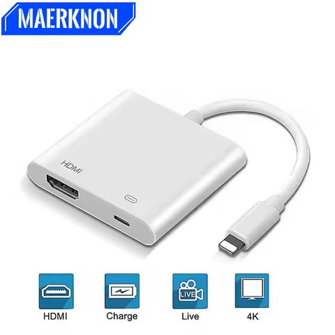 For Lightning To HDMI-Compatible Adapter HD 1080P Projection Cable Adapter Display Video Converter A