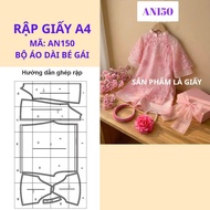 Cut out A4 paper, cut and sew a modern ao dai with train collar and loose pants for girls - AN150