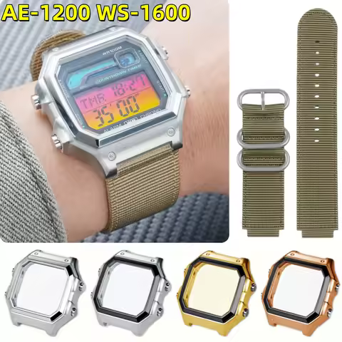 Nylon Canvas Watch Strap For Casio WS-1600H AE-1200 AE-1300 Series, Breathable Sports Replacement Wa