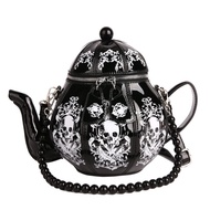 Gothic Lolita Bag Gothic Black Skull Pearl Chain Teapot Handbag Asian Culture Retro Unique P