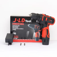 Bor JLD Cordless 12v jld MERAH 1 BATERAI 2speed lengkap baterai dan charger