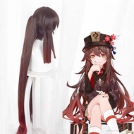 UB Genshin Impact Hutao Cosplay WIG 80CM อะนิเมะคู่ม้าคู่ยาววิกผมยาวสำหรับชุดอนิเมะปาร์ตี้ชุด UB-TH