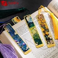 LUOLRV Metal Bookmark, Metal Sunflower Lotus Reading Book Clip, High Quality Hollow Oil Painting Boo
