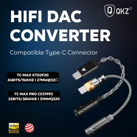 QKZ TC MAX KT02F20 HiFi DAC Adapter TC MAX Pro CX31993 Headphone Audio Cable Converter Cable for Mob