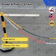 1 Roll 6mm 8mm x 20m Safety PVC Plastic Chain Barricade PVC Link Chain Gate Rantai Plastik Pagar Mul