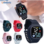 Life Grade Waterproof Electronic Watch/ Square Simple Silicone Watch Band Wristwatches/ LED Display Kids Smart Watches