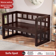 Kayu Sofa Kuat Lipat Sofa Tempat Tidur Bambu Dipan Cantik Kursi Malas Tempat Tidur [Garansi lima tah