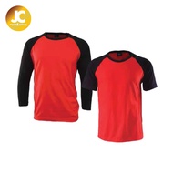 ENZO Unisex Raglan Round Neck Tshirt - Red / Black 1028