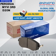 AKEBONO Original Brake Pad Myvi D20N 2018 Gen 3 Brek Perodua Daihatsu 04465-BZ230 04465-20R01