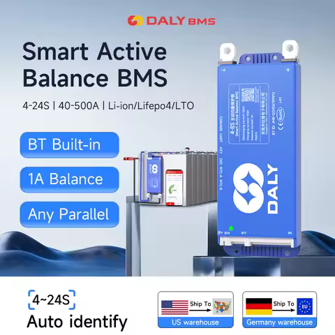 Daly 100 BMS Active Balancer 1A Smart BMS CANRS485 Built-in Bluetooth Lifepo4 Li-ion 4S 8S 10S 13S 1