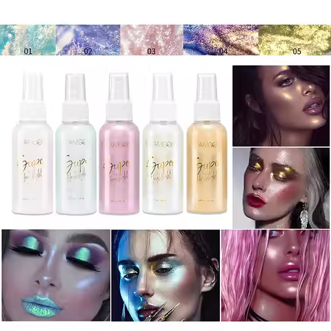 Shimmer Highlighter Spray - Luminous Mist For Face And Body Natural Non-Sticky Wet-Look Glow Perfect