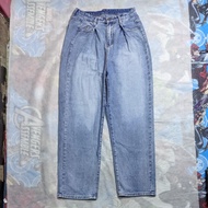 Celana Panjang Longpants Jeans Baggy Blue Washed Fading Second Pl