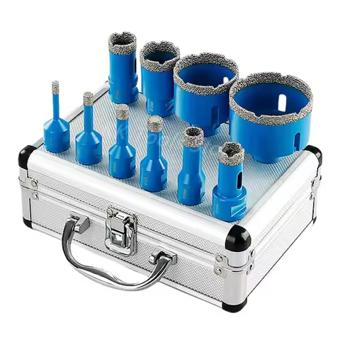 10Pcs Diamond Hole Saw Set M14 Thread 6-68mm Brazed Dry Drilling Bits for Ceramic Tile Stone Marble
