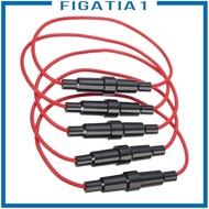 [figatia1] 5 Pieces Fuse Holder 18 Gauge AWG Wire 250V Black Universal 5x20mm 7