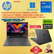 #HP215 USED HP VICTUS 16 Gaming Laptop intel i7-11800H 16GB 512GB SSD Nvidia Geforce RTX3060 RTX 306