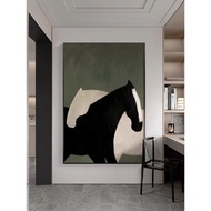 Minimalist Color Horse Decorative Painting Fiber Frame Texture