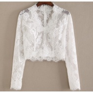 V NECK LACE EMBROIDERY BEADED WEDDING ACCESSORIES BRIDAL BOLERO JACKET FOR WEDDING