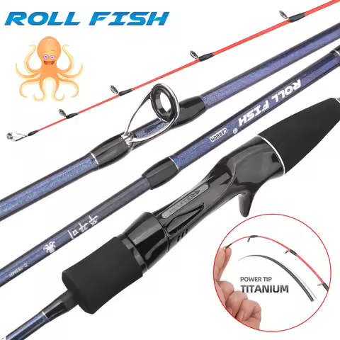 ROLLFISH Titanium Tip Octopus Squid Cuttle Carbon Fiber Casting Fishing Rod Saltwater Boat Light Slo