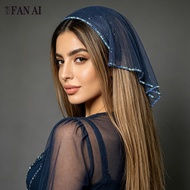 Van Ai French Light Blue Gauze Headband Hepburn Style Whitening Headband Restaurant Waiter Triangle 