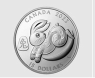 包郵 加拿大皇家鑄幣廠 1oz 英女皇二世頭像 ; 兔年 2023年 紀念銀幣