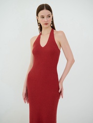 Knitters Culture - LILY Ribbed Knit Halter Midi Dress
