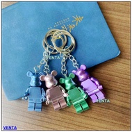 Cute building block figurine keychain electroplated violent bear keychain backpack pendant small gif