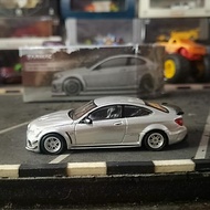Diecast Tarmac Mercedes benz C63 AMG Coupe Black Series Silver Custom Spoiler Swap Velg