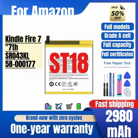 ST18 for Amazon Kindle Fire 7 "7th/SR043KL/58-000177 Phone Battery High Quality High Capacity Replac