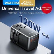 Vention 65w Gan Travel Adapter, Universal Ac + Usb 2-in-1 Fast Charger for Smartphones and Laptops