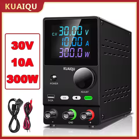 KUAIQU 30V 10A 300W Lab DC Power Supply 5V 12V 24V Adjustable Voltage Regulator 220V LCD Bench Power