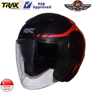 TRAX Helmet T735 Matt Black Red Decal G2 (PSB Approved)